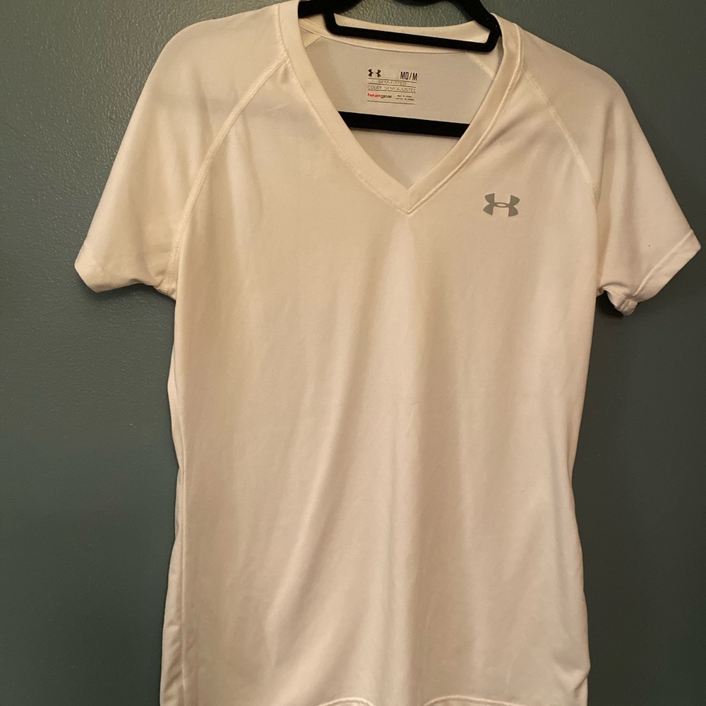 Under Armour White workout v-neck shirt